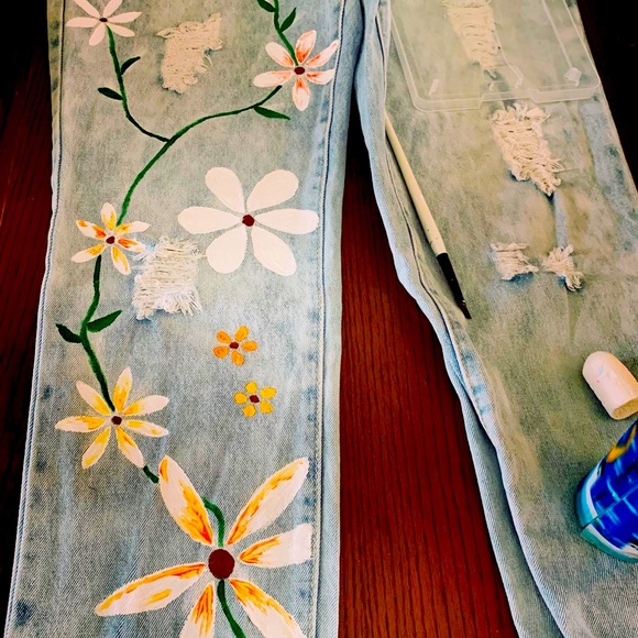 Hand painted Forever 21 overalls - Picture 6 of 7